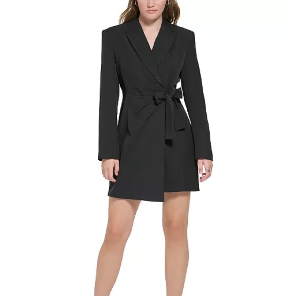 Calvin Klein X-Fit Blazer Mini Dress Black Wrap Size 16 NWT